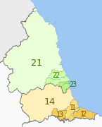 NUTS 3 regions of North East England map