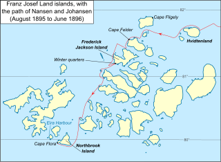 Map of Nansen and Johansen's voyage through the archipelago. August 1895 to June 1896.