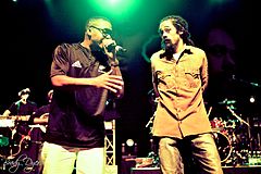 Nas and Damian Marley performing in New Zealand, 2011 Nas and Damian Marley performing in Wellington Photo By Brady Dyer.jpg