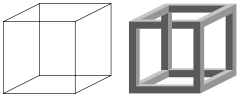 Il cubo di Necker a sinistra e un cubo "impossibile" a destra.