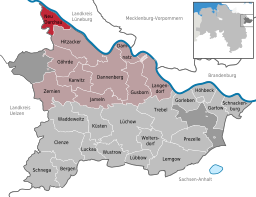 Läget för kommunen Neu Darchau i Landkreis Lüchow-Dannenberg
