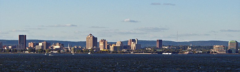 New Haven, Connecticut skyline from Lighthouse Point