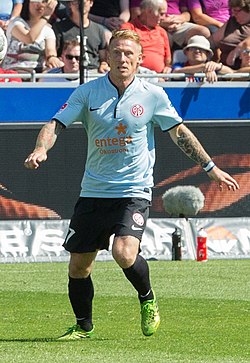 Zimling playing for Bundesliga side Mainz 05 in 2013. Niki Zimling (1).jpg