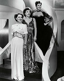 Norma Shearer, Joan Crawford and Rosalind Russell in the 1939 film The Women, wearing nightgowns designed by Adrian