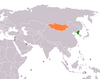 Peta lokasi Korea Utara dan Mongolia.