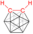 Représentation de la cage de bore et de carbone du carborane, C2B10H12