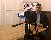 Former President Omar Shaikh ('99) speaking to GUMSA in December 2015