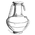 da: "Opfindelsernes Bog V" 1880 af André Lütken, Fig. 76. Assyrisk Vase, funden ved Nimrud. en: "Opfindelsernes Bog V" (Book of inventions V) 1880 by André Lütken, Ill. 76.