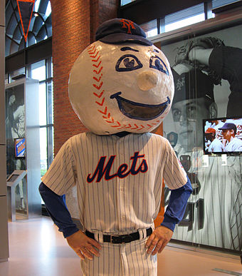 The original Mr. Met costume is one of the many exhibits on display at the Mets Hall of Fame and Museum.