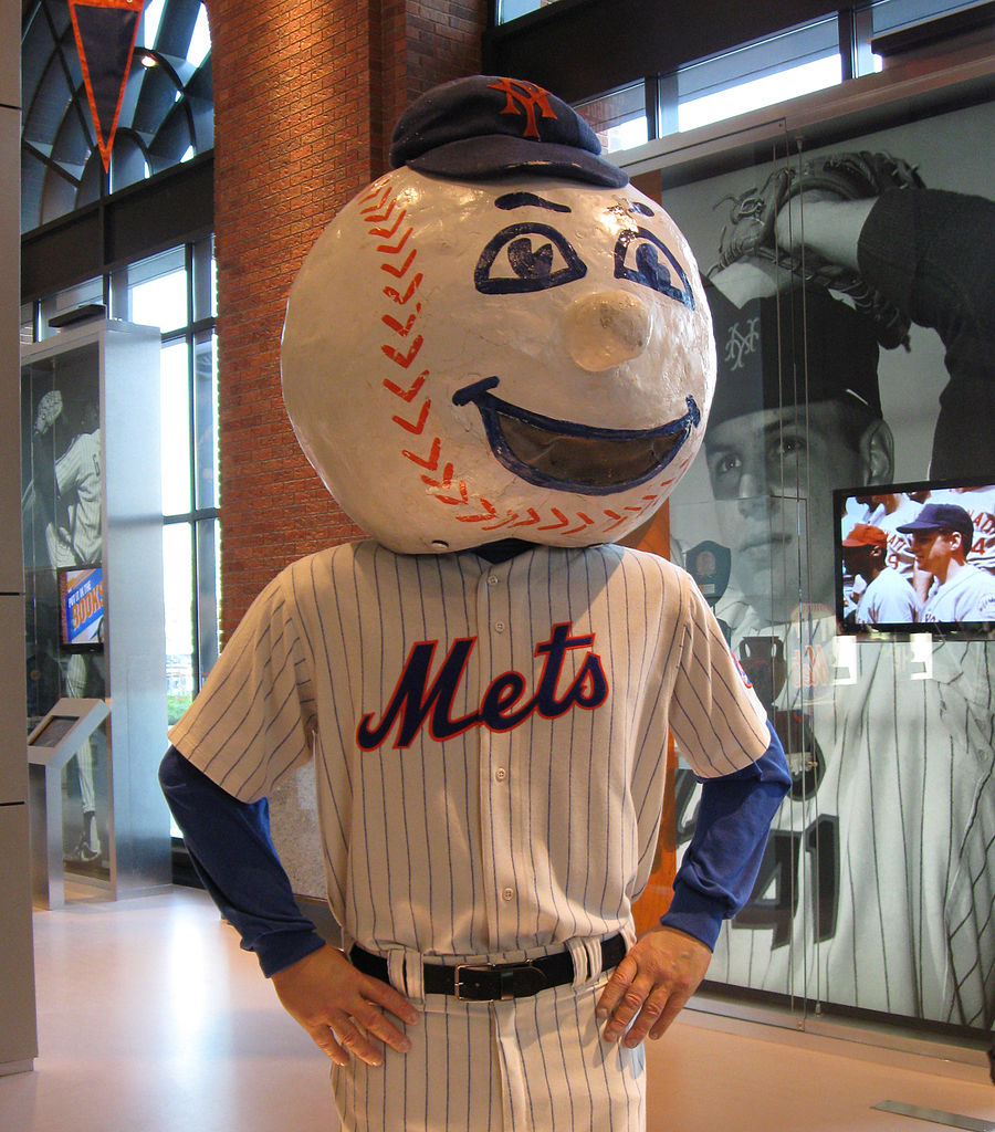 With Original Mr. Met Costume in Mets Hall of Fame