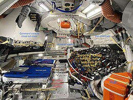 Orion spacecraft with outfitted interior (2021) Orion Spacecraft Outfitted Interior 2021 (labeled).jpg