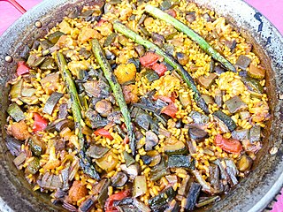 Paella végétalienne →(es) Paella de verduras →(ca) Paella de verdures