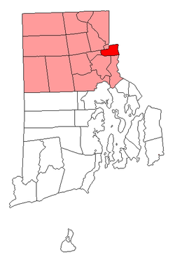 Location of Pawtucket in Providence County, Rhode Island