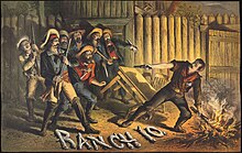Lithograph poster for Ranch 10, a Western-themed play by Harry Meredith that opened in New York City in August 1882 Poster for Ranch 10 by Harry Meredith.jpg