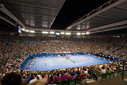 הטניסאים רפאל נדאל ופיליפ קולשרייבר באליפות אוסטרליה הפתוחה ב-2010, ב"היכל רוד לייבר" במלבורן