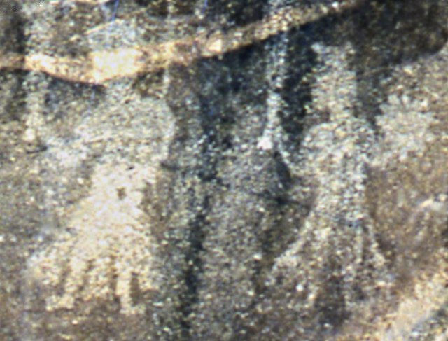 Balarama and Krishna with their attributes at Chilas. The Kharoshthi inscription nearby reads Rama [kri]ṣa. 1st century CE.