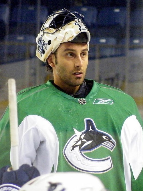 Luongo practicing with the Vancouver Canucks in April 2009