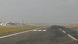One of the two runways at the airport
