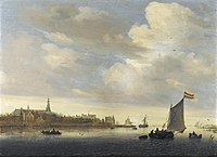 Riviergezicht met de stad Weesp, vergelijkbaar werk, 1650