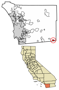 Location of Jacumba in San Diego County, California
