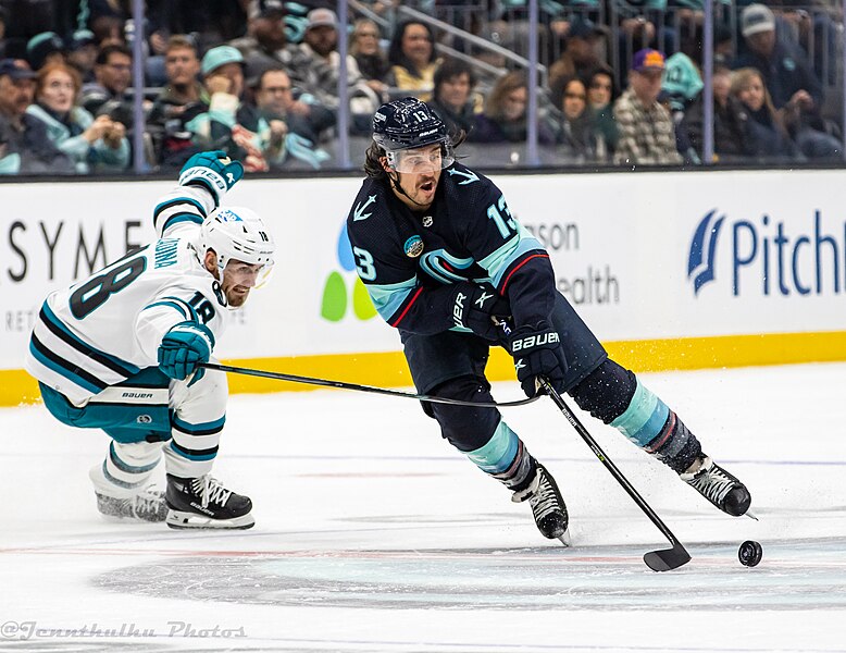 File:San Jose Sharks at Seattle Kraken - November 22, 2023 - Brandon Tanev and Filip Zadina (53352044700).jpg