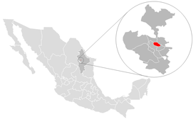 Localização de San Nicolás de los Garza (em vermelho) no estado de Nuevo León, México