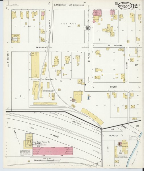 File:Sanborn Fire Insurance Map from Ypsilanti, Washtenaw County, Michigan. LOC sanborn04240 005-12.tif