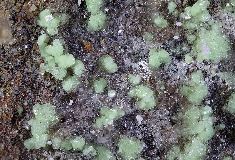 File:Schröckingerite, Hexahydrite, Gypsum.jpg