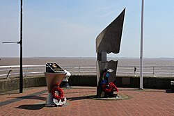 Memorials to members of both the Merchant Navy and the Royal Navy on Minerva Pier in Kingston upon Hull.