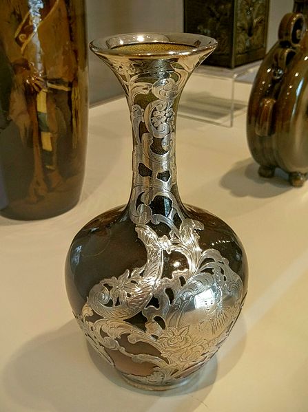 Rookwood Pottery Company vase of ceramic overlaid with silver by Kataro Shirayamadani, U.S. (1892)