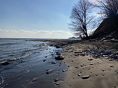 The shorelines of Lake Ontario, near the Rouge Beach park in Scarborough, ON