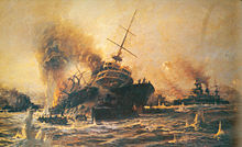 L'entrée en guerre de l'Empire ottoman 1914/18 220px-Sinking_of_Battleship_Bouvet_at_the_Dardanelles-TSK