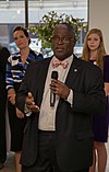 Mayor Sly James speaking at a fundraiser benefiting Project Homeless Connect in 2014