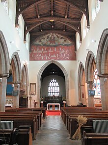 Interior of the nave, showing the Doom over the chancel arch St Mary, Lutterworth, nave 01.jpg