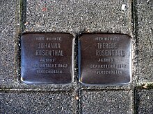 Stolperstein's Johanna Rosenthal, Therese Rosenthal Siegburger Strasse 4 Bonn.JPG