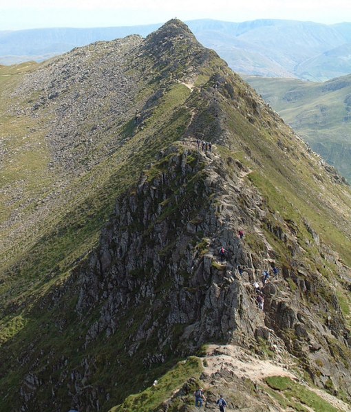 Looking down onto Striding Edge and towards High Spying How