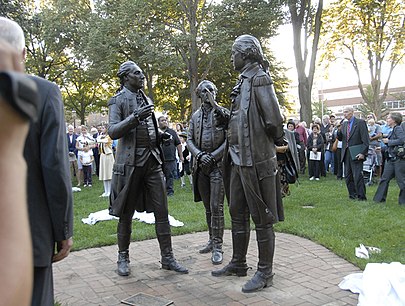 Washington, Hamilton and Lafayette, Morristown Green, Morristown, NJ (2007). Photo (c) Elliot Schwartz for StudioEIS StudioEIS Morristown green.JPG