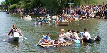 Some participants of the annual cardboard boat race on Suicide Sunday 2012.