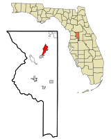 Sumter County Florida Incorporated and Unincorporated areas Wildwood Highlighted.svg