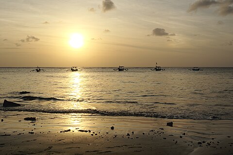 Sunset on the beach in Kuta, Bali