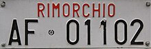 Trailer plate until 2013 Targa automobilistica Italia 1985 AF 01102 rimorchio.jpg