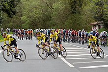 Team Visma Lease A Bike in the front of the peloton of Itzulia Basque Country stage 2