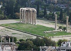 Templo de Zeus Olímpico, Atenas: visto desde la Acropolis