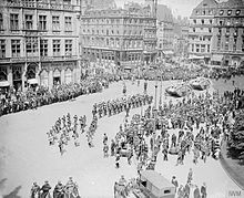 Two tanks passing through Cologne for inspection by the VI Corps Commander, General Aylmer Haldane, June 1919 The British Army of the Rhine, 1919-1929 Q7711.jpg