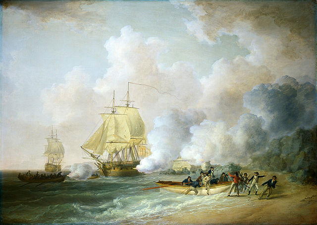 The capture of Fort Louis, Martinique: Ogle led a boarding party during this operation