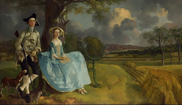 Mr and Mrs Andrews (c. 1750) by Thomas Gainsborough, a couple from the landed gentry,  a marriage alliance between two local landowning families – one gentry, one trade.[1] National Gallery, London.