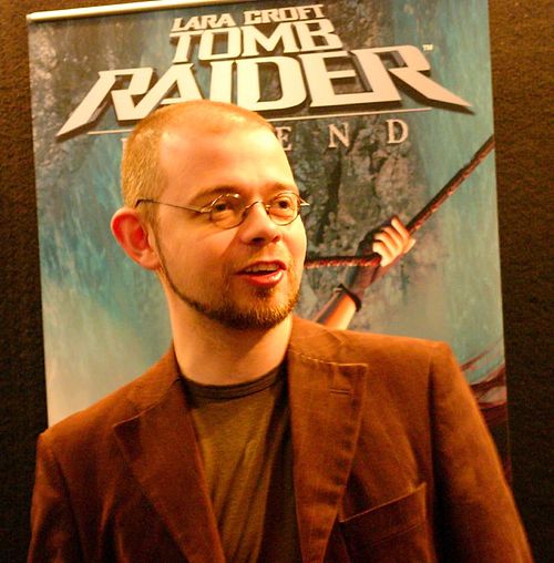 Toby Gard, a key figure for the series and credited creator of Lara Croft, at the 2005 Electronic Entertainment Expo