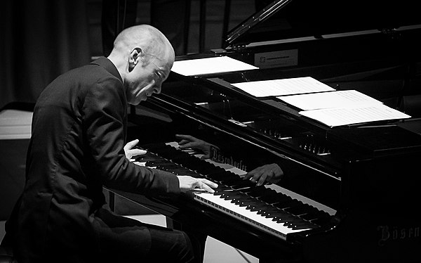 Tord Gustavsen playing piano during a concert at the 2016 Oslo Jazz Festival in Norway