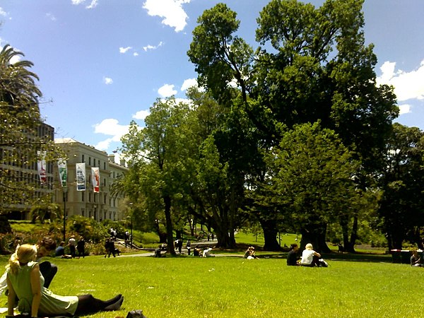 Treasury Gardens is a popular destination for lunch