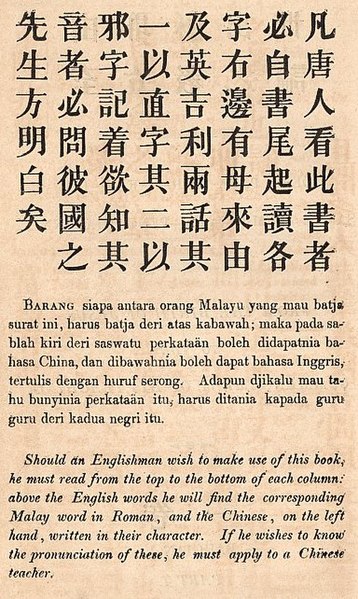 Malay chinese to Languages in